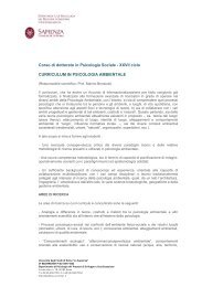 Curriculum in Psicologia Ambientale - Dipartimento di Psicologia dei ...