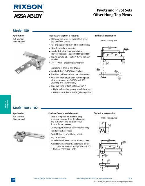 Pivots and Pivot Sets - ASSA ABLOY Door Security Solutions ...