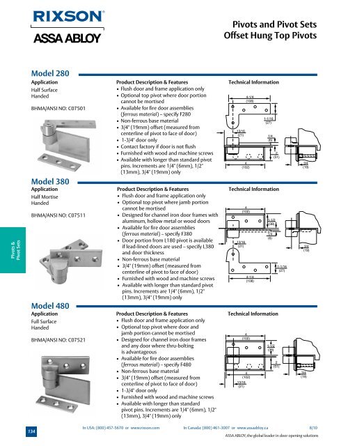 Pivots and Pivot Sets - ASSA ABLOY Door Security Solutions ...