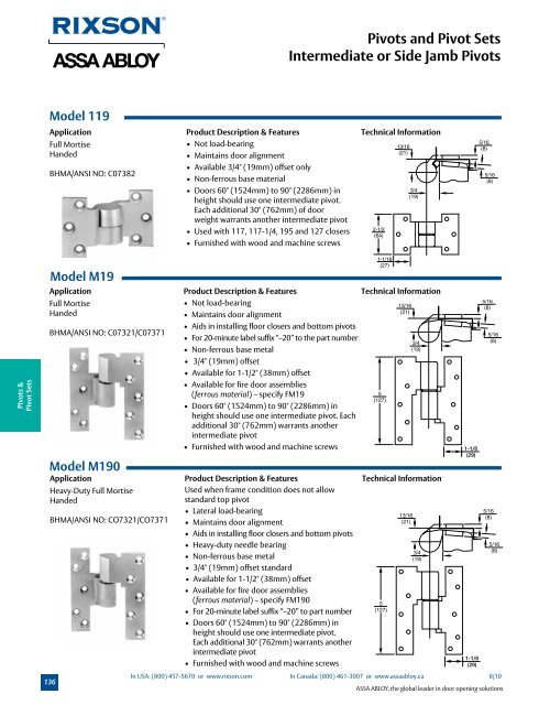 Pivots and Pivot Sets - ASSA ABLOY Door Security Solutions ...