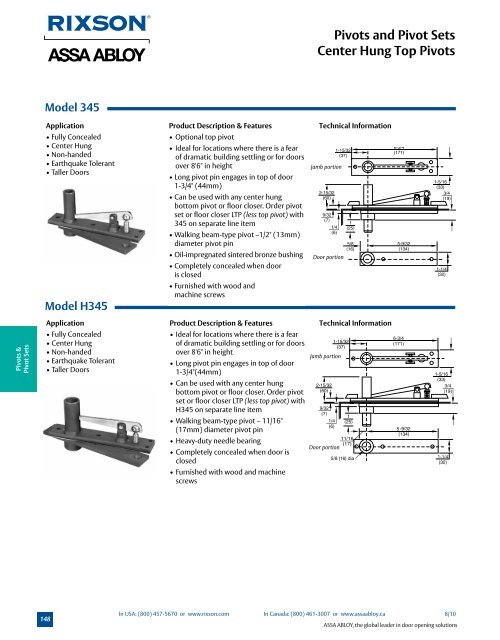 Pivots and Pivot Sets - ASSA ABLOY Door Security Solutions ...