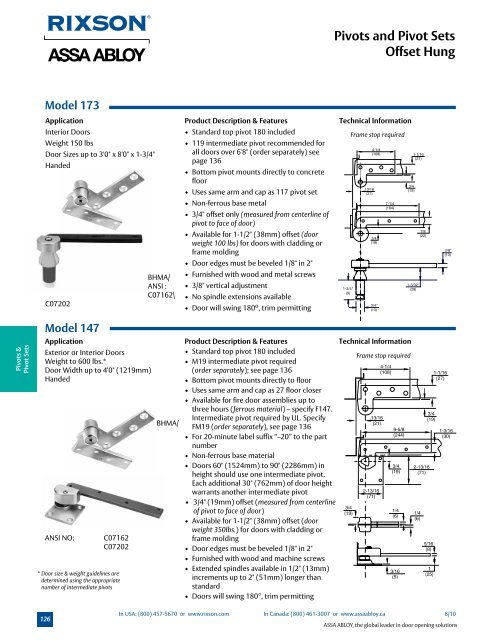 Pivots and Pivot Sets - ASSA ABLOY Door Security Solutions ...