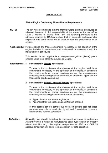 Piston Engine Continuing Airworthiness Requirements - Fly Safe!