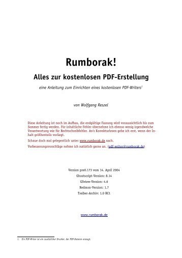 Rumborak! Alles zur kostenlosen Pdf-Erstellung