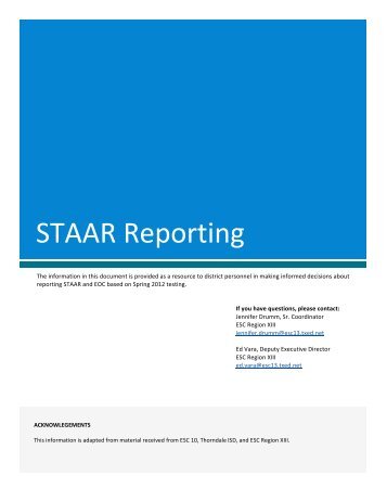 STAAR Reporting and Parent Letter Templates - Region 13