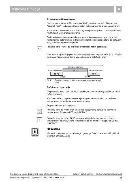 Navodila regulator R2107 - Buderus