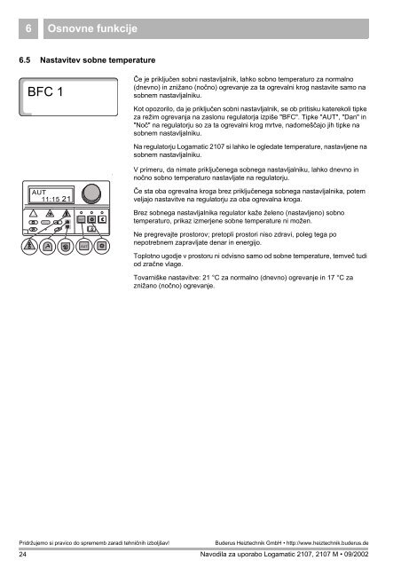 Navodila regulator R2107 - Buderus