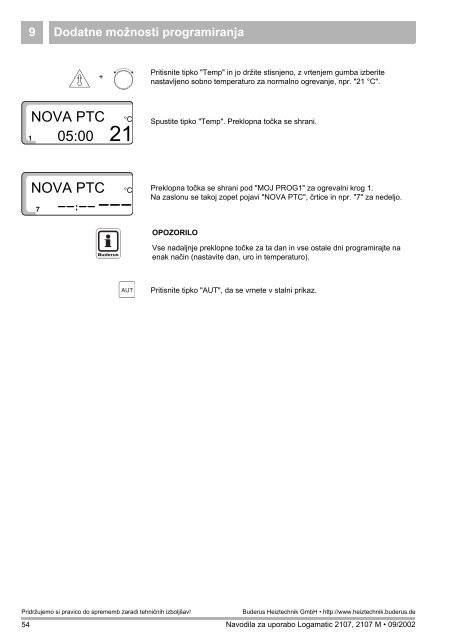 Navodila regulator R2107 - Buderus