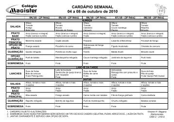 Cardápios Semanal - Complementar - 04-10 à 29 -10_ - Ning