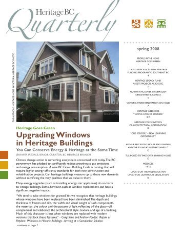 Upgrading Windows in Heritage Buildings - Heritage BC