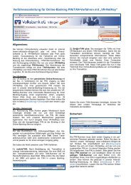 Verfahrensanleitung fÃ¼r Online-BankingPIN/TAN ... - Volksbank eG