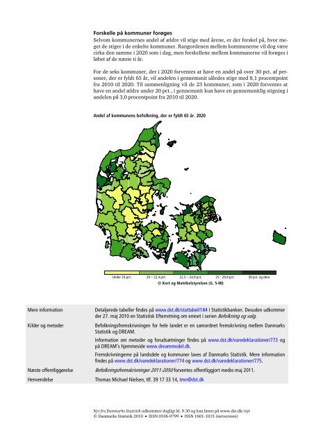 Nyt: Befolkningsfremskrivninger 2010-2050 - Danmarks Statistik