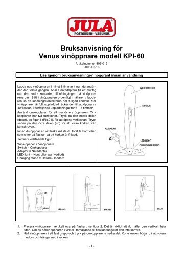 Betjeningsvejledning - Jula