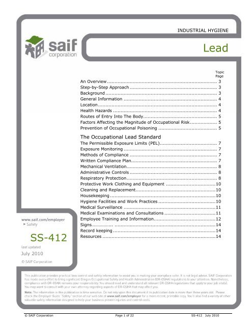 Lead - SAIF Corporation