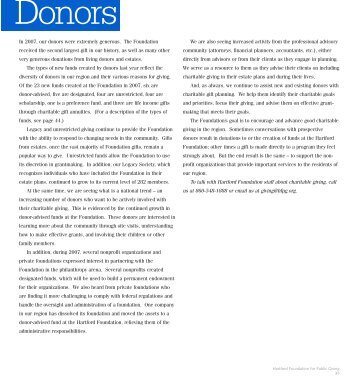 Donors & Funds (pages 35-65) - Hartford Foundation for Public Giving