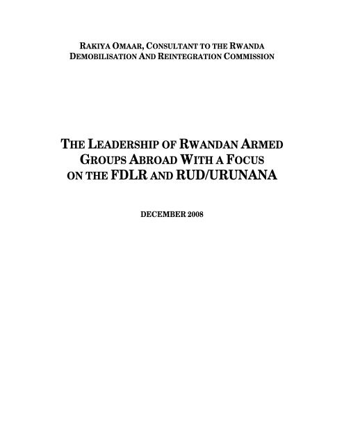 The Leadership of Rwandan Armed Groups abroad with a focus on ...
