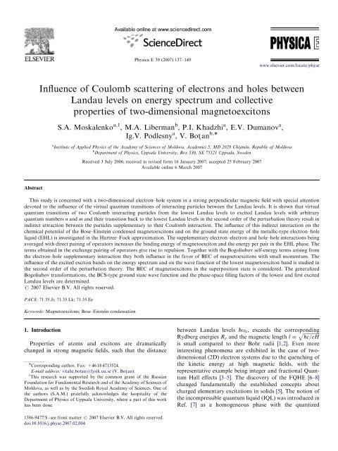Influence of Coulomb scattering of electrons and holes between ...