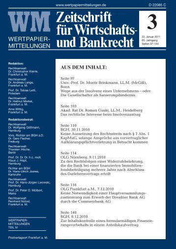 WERTPAPIER- MITTEILUNGEN - WM Wirtschafts- und Bankrecht