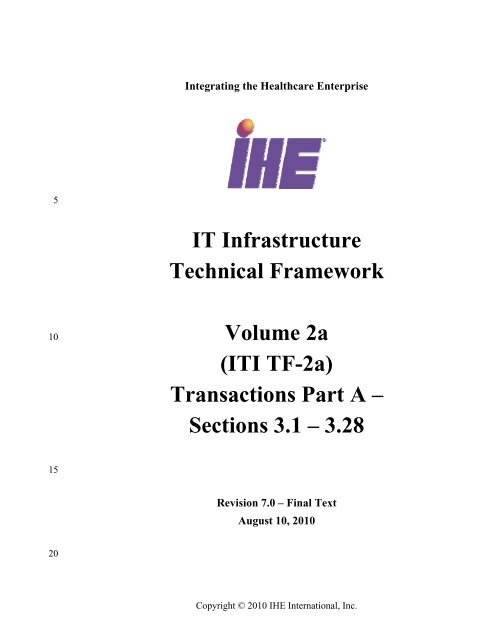 ITI Technical Framework - IHE