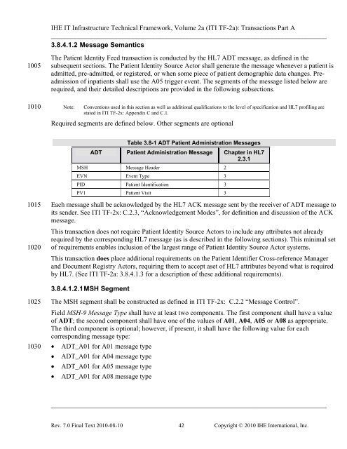 ITI Technical Framework - IHE