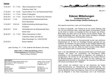 Edener Mitteilungen, Mai 2011 - Eden-Stiftung