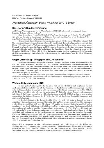 Arbeitsblatt âÃsterreichâ-Bilder: November 2010 (2 Seiten)