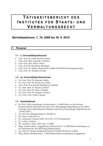 1. 10. 2009 bis 30. 9. 2010 - Institut für Staats- und Verwaltungsrecht ...
