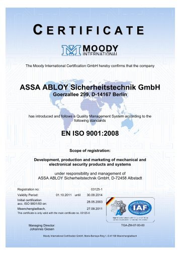 EN ISO 9001:2008 - Assa Abloy