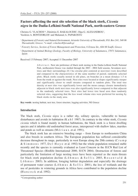 Factors affecting the nest site selection of the black stork, Ciconia ...