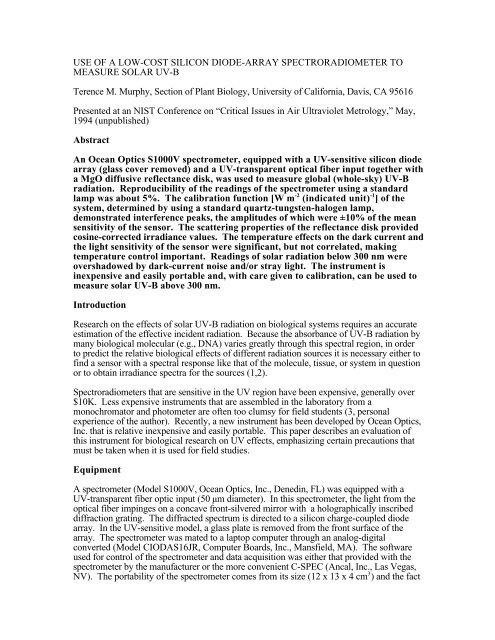 use of a low-cost silicon diode-array spectroradiometer