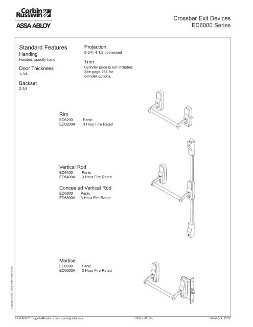 2012 Canadian Price List - Assa Abloy