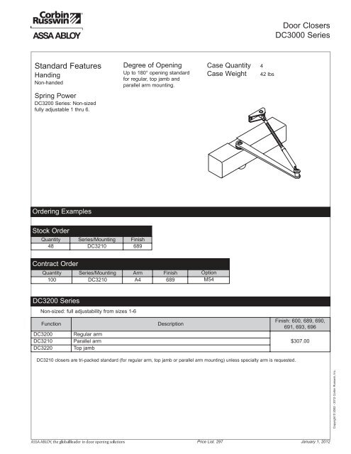 2012 Canadian Price List - Assa Abloy