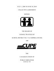 CUPE Collective Agreement - School District 72 Home