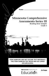 Reading MCA Grade 6 Item Sampler - Minnesota Assessments portal