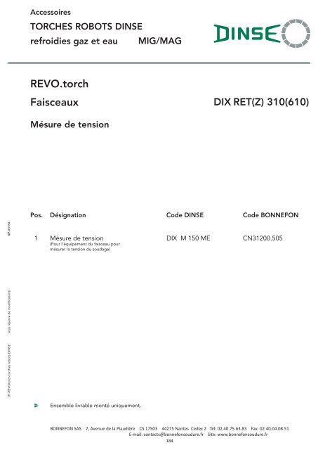 Catalogue DINSE REVO.torch refroidi eau - Bonnefon Soudure