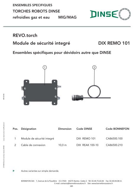 Catalogue DINSE REVO.torch refroidi eau - Bonnefon Soudure