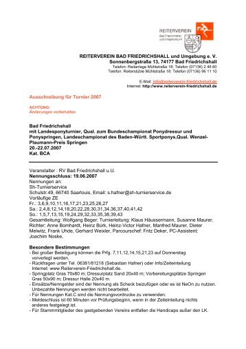 Mitgliedsbeitrge im Reiterverein Bad Friedrichshall u