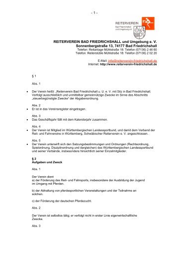 Mitgliedsbeiträge im Reiterverein Bad Friedrichshall u