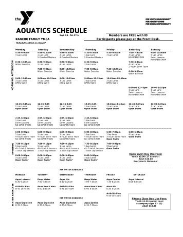 Pool Schedule - Rancho Family YMCA