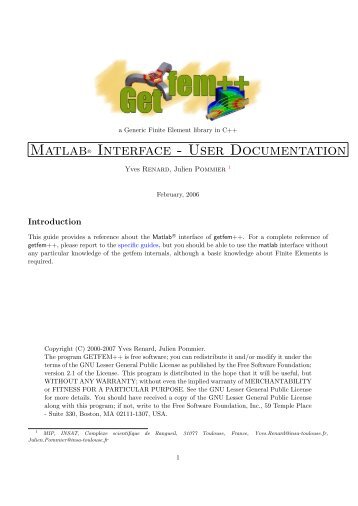 MatlabR Interface - User Documentation - Parent Directory