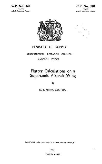 Flutter Calculations on a Supersonic Aircraft Wing
