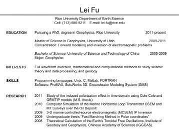 Lei Fu - The Rice Inversion Project - Rice University