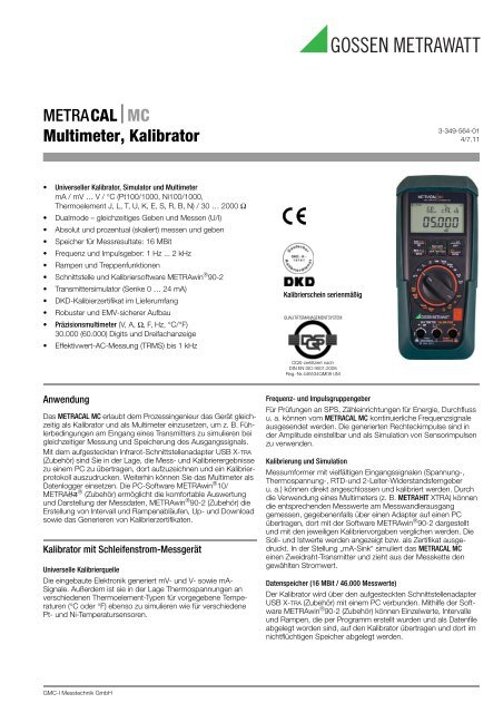 METRACALMC Multimeter, Kalibrator - Gossen-Metrawatt