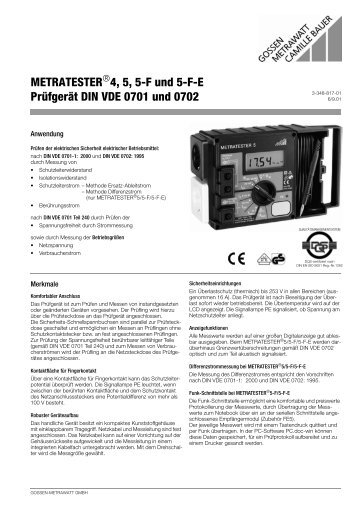 METRATESTER 4, 5, 5-F und 5-FE Prüfgerät DIN VDE 0701 und 0702