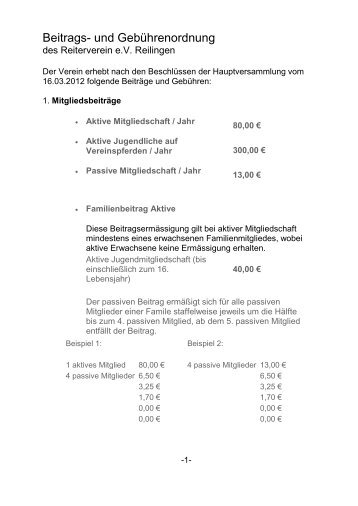 Beitrags- und Gebührenordnung - Reiterverein Reilingen eV