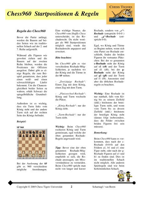 Chess960 Startpositionen & Regeln