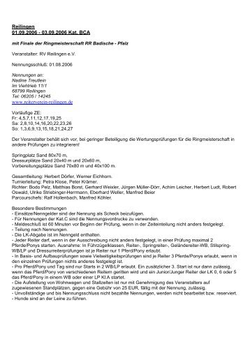 Ausschreibung - Reiterverein Reilingen eV
