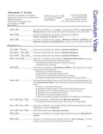 Curriculum Vitae - Alex J. Levine Group - UCLA