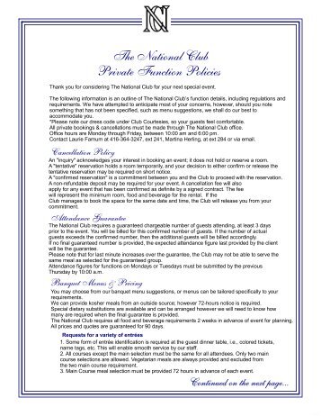 Policies & Guidelines - The National Club
