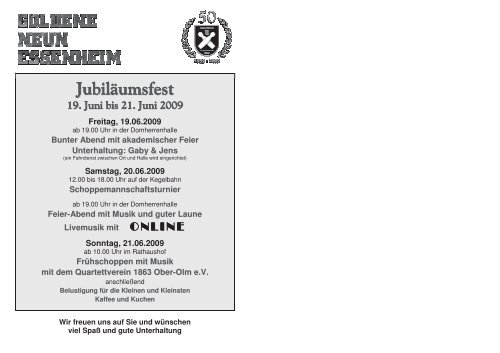 Festschrift zum 50-jährigen Jubiläum Festtage vom 19. - 21. Juni 2009